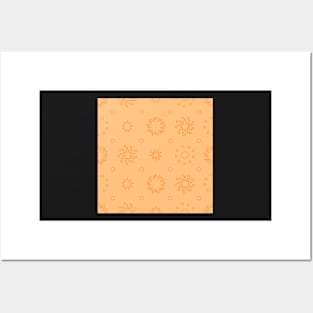 Suns and Dots Orange Lines on Orange Repeat 5748 Posters and Art